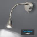 LED Bedside Reading Wall Light Switched Flexible Arm Headboard Light H3035 Cool White 