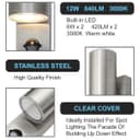 12W LED Double Outdoor Wall With PIR Movement Sensor Stainless Steel Warm White ZLC345SEN