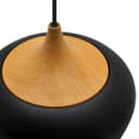 Nordic Modern Black Ceiling Pendant Light Metal Lamp Shade Wood Effect Detail H3024