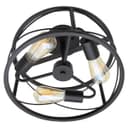 Round 3-Light Industrial Ceiling Lantern Semi Flush Mount Black Shade