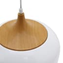 Nordic Modern Gloss White Ceiling Pendant Light Metal Lamp Shade Wood Effect Detail H3048