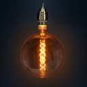 4w Vintage LED Over Sized Globe Glass Spiral Filament Bulb G200 E27 Smoked Grey