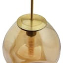 Antique Brass Blown Glass Ceiling Pendant Light Smoked Amber Globe Lamp Shade H3069