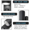 12W Black LED Double Outdoor Wall With PIR Movement Sensor Stainless Steel Cool White ZLC366BSEN