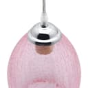 Retro Chrome Ceiling Pendant Light Fixture Pink Cracked Glass Oval Lamp Shade H3056