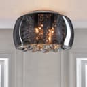 Modern Flush Mount Crystal Ceiling Light Round Glass Ceiling Lamp Shade Smoked Grey H3073