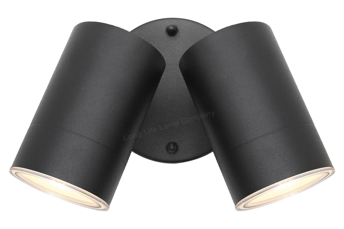 Modern 11W LED Outdoor Twin Garden Wall Light Black Warm White ZLC346B