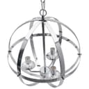 Industrial Ceiling 3 Light Globe Pendant Light Chrome Chained Lantern H3090