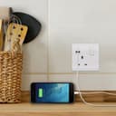 1 Gang USB Switch Socket 13A Twin Port White Single Plug Wall Outlet USBW1S