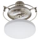 Industrial Brush Chrome Round Ceiling Light Semi Flush Mount Opal H3092