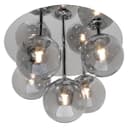 Round Chrome Ceiling Light 5 Smoked Grey Glass Globe Shades Flush Mount H3106 with G9 LED 5w Warm White