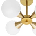 Antique Brass Ceiling Pendant Light with 4 Opal Globe Frosted Glass Lamp Shades H3115