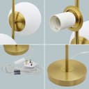 Antique Brass Table Lamp Twin Opal Globe Frosted Glass Shades H3118