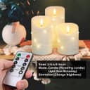Set Of 3 USB Rechargeable LED Wax Coiled Fairy Flameless Candles With Remote Control WAX05