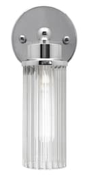 Ribbed Glass Single Wall Light Polished Chrome Slim Side IP44 H3136