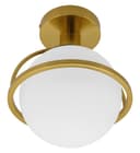 Antique Brass Semi Flush Mount Ceiling Light Frosted Glass Globe H3140