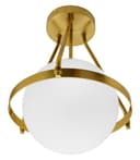Antique Brass Semi Flush Mount Ceiling Light Frosted Glass Globe H3141