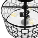 Frosted Glass Ceiling Light Flush Mount Drum Lamp Shade Black Chequered