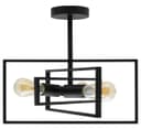 Modern Rectangular Black Ceiling Pendant Light 3 Light Semi Flush H3122