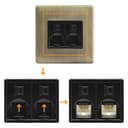 2 Gang Double Ethernet Port Data Socket CAT 5 Wall Plate Brush Antique Brass