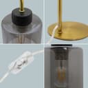 Modern Vintage Brass Table Lamp Smoke Grey Glass Shade T501
