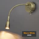 LED Indoor Bedside Reading Wall Light 2W 3000K Antique Brass H3142