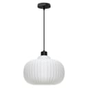 Oval Globe Ceiling Pendant Light Ribbed Opal Glass Lamp Shade K416
