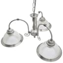 Vintage Ceiling 3 Light Brushed Chrome Pendant Light Ribbed Glass Lamp Shade K432