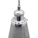 Retro Chrome Ceiling Pendant Light Ribbed Smoked Grey Glass Lamp Shade K421
