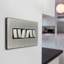 Light Switch 6 Gang 2 Way Polished Brushed Chrome Wall Switch Screwless Finish N310DME
