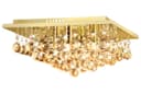 Modern Square Chandelier Crystal Droplets Gold Effect Base M0142 with 4 x 3w G9 WW