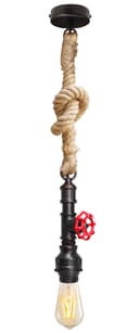 Industrial Water Pipe Vintage Ceiling Rope Pendant Light with Valve Tap M0168