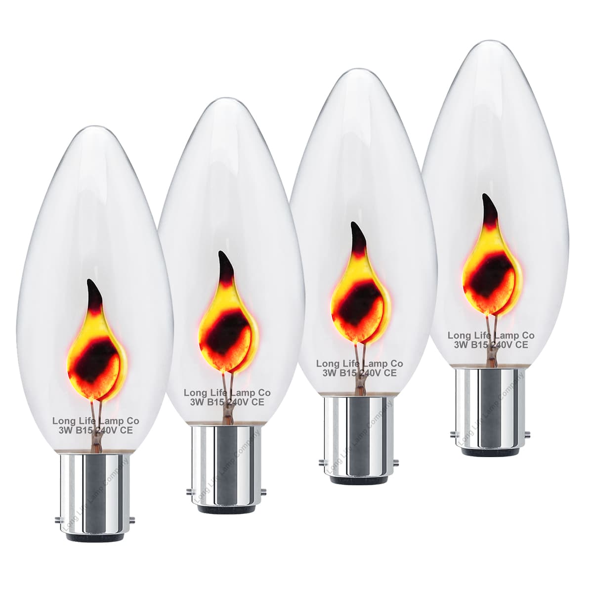 4 X 3w Flicker Flame Candle Light Bulb B15