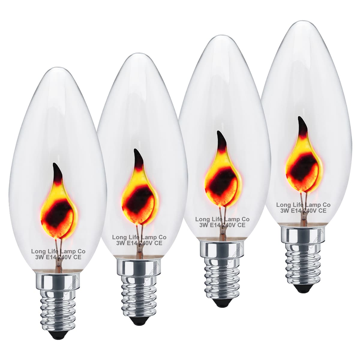 4 X 3w Flicker Flame Candle Light Bulb E14