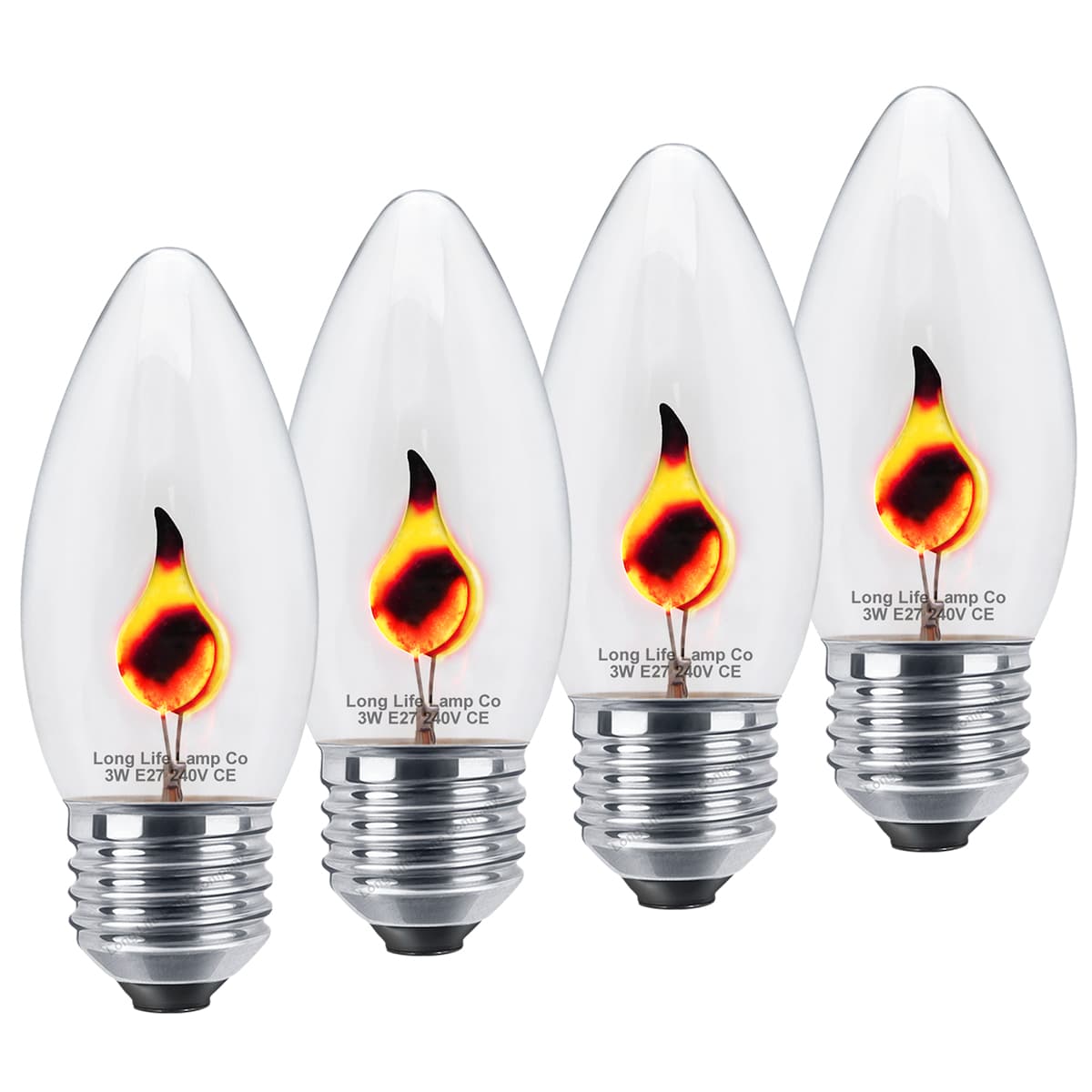 4 x 3w Flicker Flame Candle Light Bulb E27