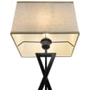 Modern Table Lamp Black Metal Tripod Base Linen Fabric Shade T518