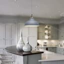 Vintage Ceiling Pendant Light Shade Grey Metal Brass Holder 