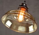 Vintage Glass Bowl Pendant Light Shade Smoked Antique Brass 