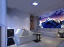 18w Square LED Ceiling Light Cool White with Blue Ambient Ring Surface Mount 