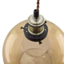 Vintage Gold Smoke Glass Globe Pendant Shade Antique Brass Holder 