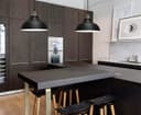 Retro Vintage Black Dome Pendant Light Shade Antique Brass Holder 