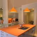 Orange Lamp Shade Ceiling Pendant Light Metal Dome Gloss Finish 