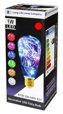1w E27 ST58 LED Red Fairy String Filament Light Bulb