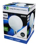 18w Round LED Globe Bulb E27 Edison Screw Base Cool White Equivalent To 162w