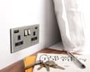 Gloss Brush Chrome USB Double Wall Plug Socket 2 Gang 13A with 2 USB Charger Port Outlets Socket Plate N776DME