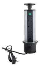 Stainless Steel Top Pop Up Socket With 2 USB Charging Port 3 Plug Sockets