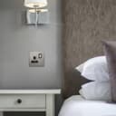 Single Wall Socket Switched Gloss Brushed Chrome 1 Gang Screwless 13a Single Pole N405DME