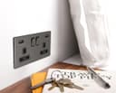 Polished Black Nickel USB Double Wall Plug Socket 2 Gang 13A with 2 USB Charger Port Outlets Plate N776GME