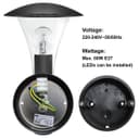 Outdoor Garden Black Finish Stainless Steel PIR Wall Light IP44 ZLC050 