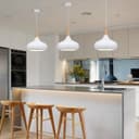 Metal Vintage White Ceiling Light Shade Dome Retro Hanging Pendant Light Wood Fitting 